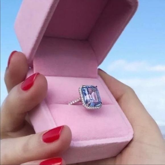 NEW 925 STERLING SILVER HALO SAPPHIRE RING - Picture 3 of 6